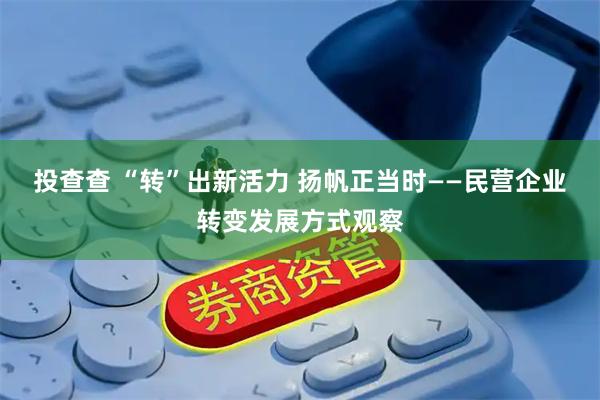 投查查 “转”出新活力 扬帆正当时——民营企业转变发展方式观察