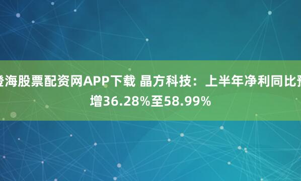 澄海股票配资网APP下载 晶方科技：上半年净利同比预增36.28%至58.99%