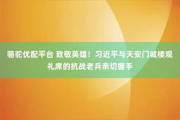 骆驼优配平台 致敬英雄！习近平与天安门城楼观礼席的抗战老兵亲切握手